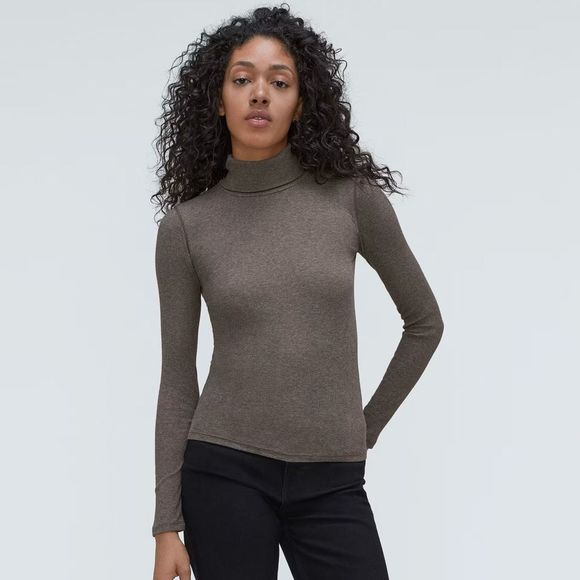 Everlane Tops - NWOT Everlane The Supima® Micro-Rib Turtleneck Washed Heathered Fatigue M
